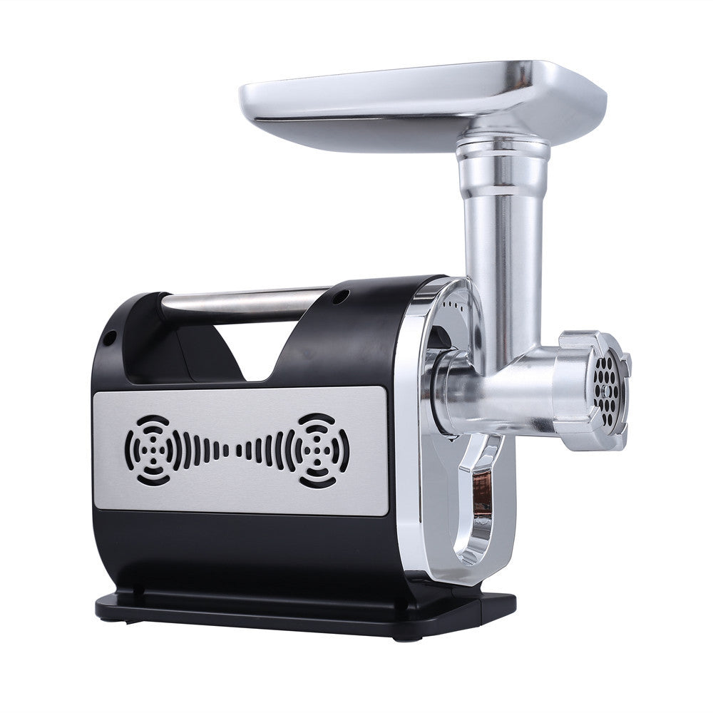 Image of the fully assembled Electric Meat Grinder, showing its industrial style