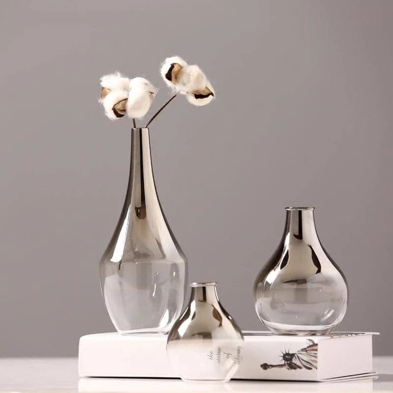 silver glass vase