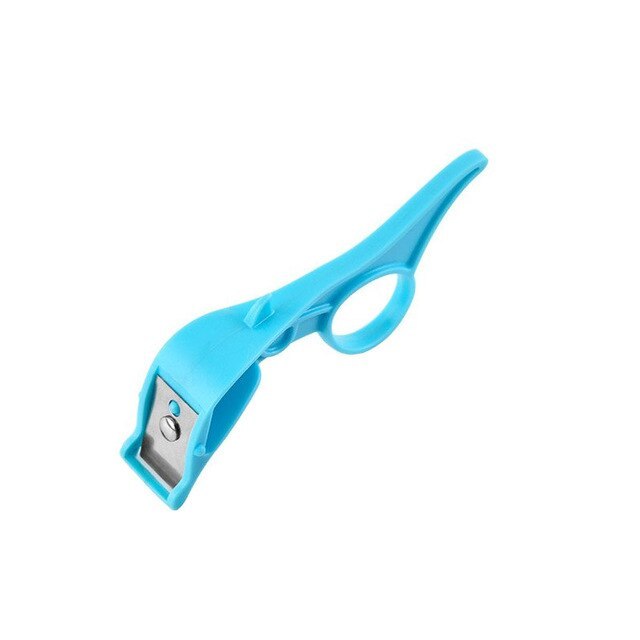 Multifunctional Fruit Peeler in blue, peeling an apple