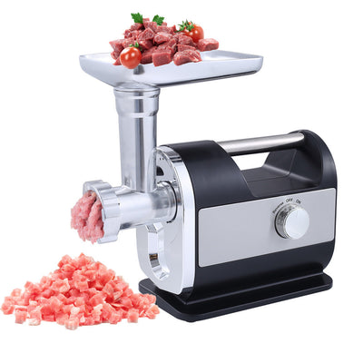 The electric meat grinder, and the food tray that is used with it.