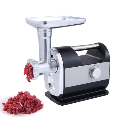 Sausage stuffing attachment connected to the Home Electric Meat Grinder, ready for use